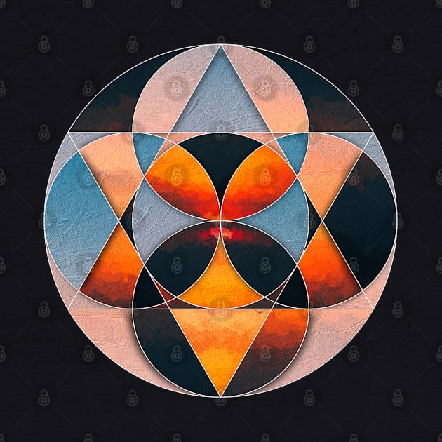 Geometric collage of sunset oil painting by DigitPaint